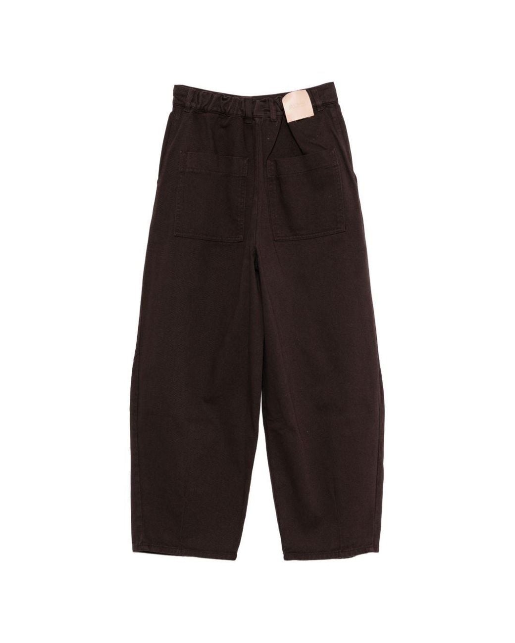 Alysi Gray Cotton Wide-Leg Trousers