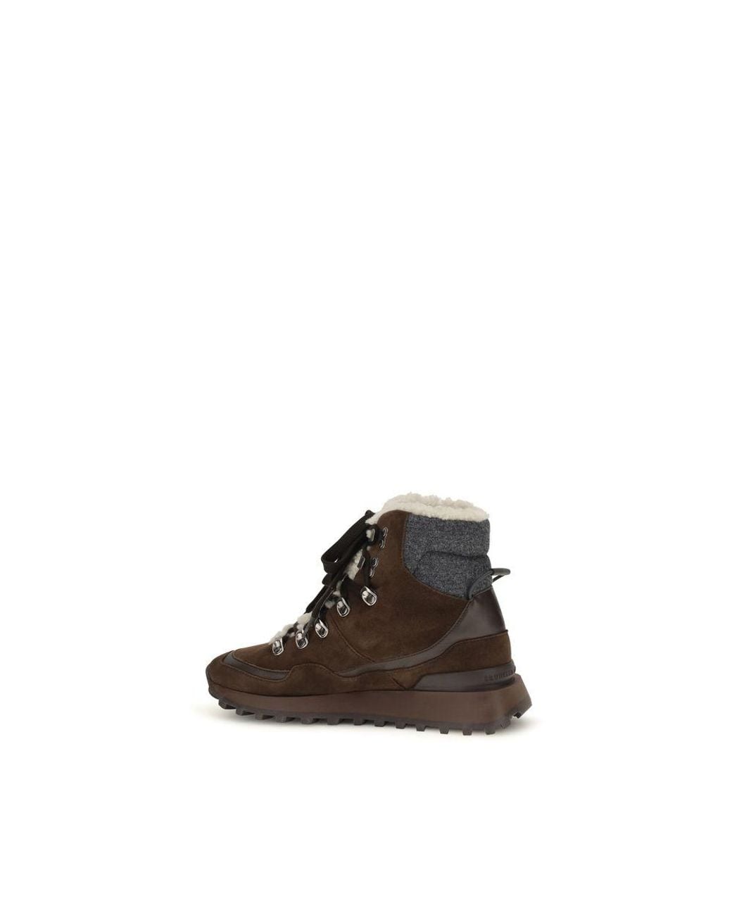 Brunello Cucinelli Brown Suede Leather Lace-Up Boots