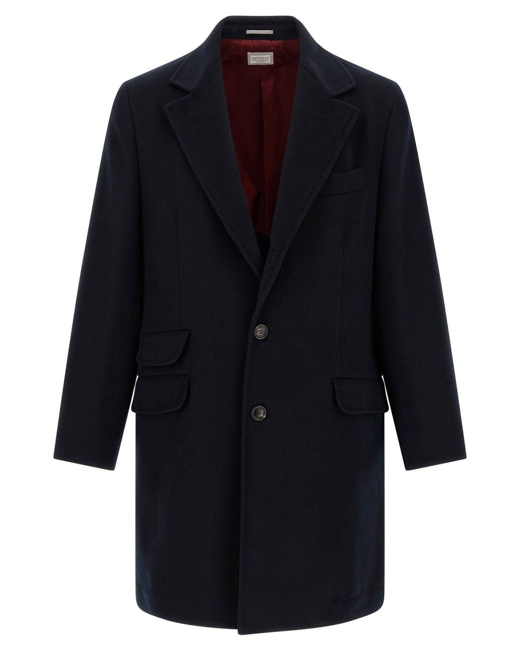 Brunello Cucinelli Blue Virgin Wool Beaver Coat