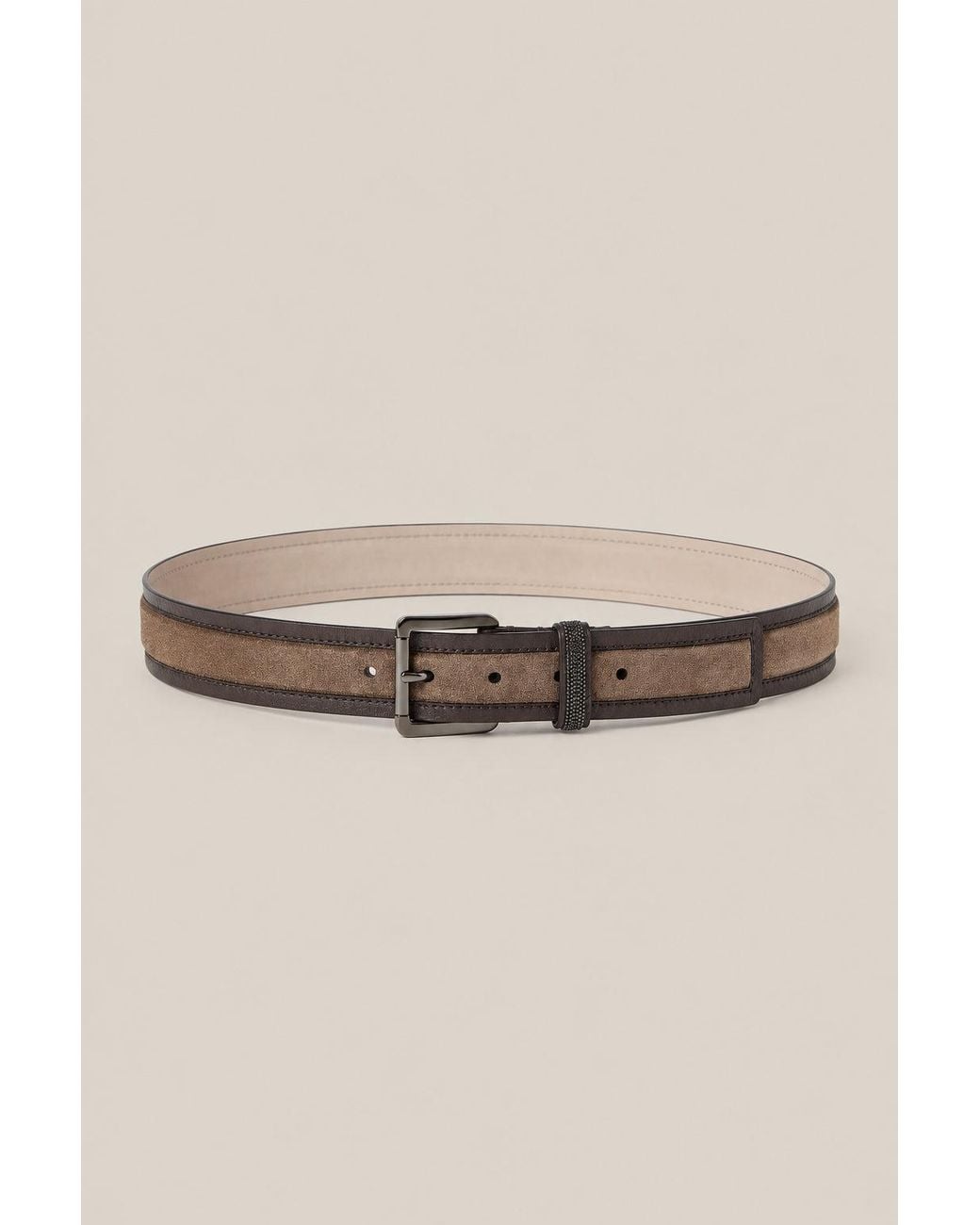 Brunello Cucinelli Natural Leather Suede Belt