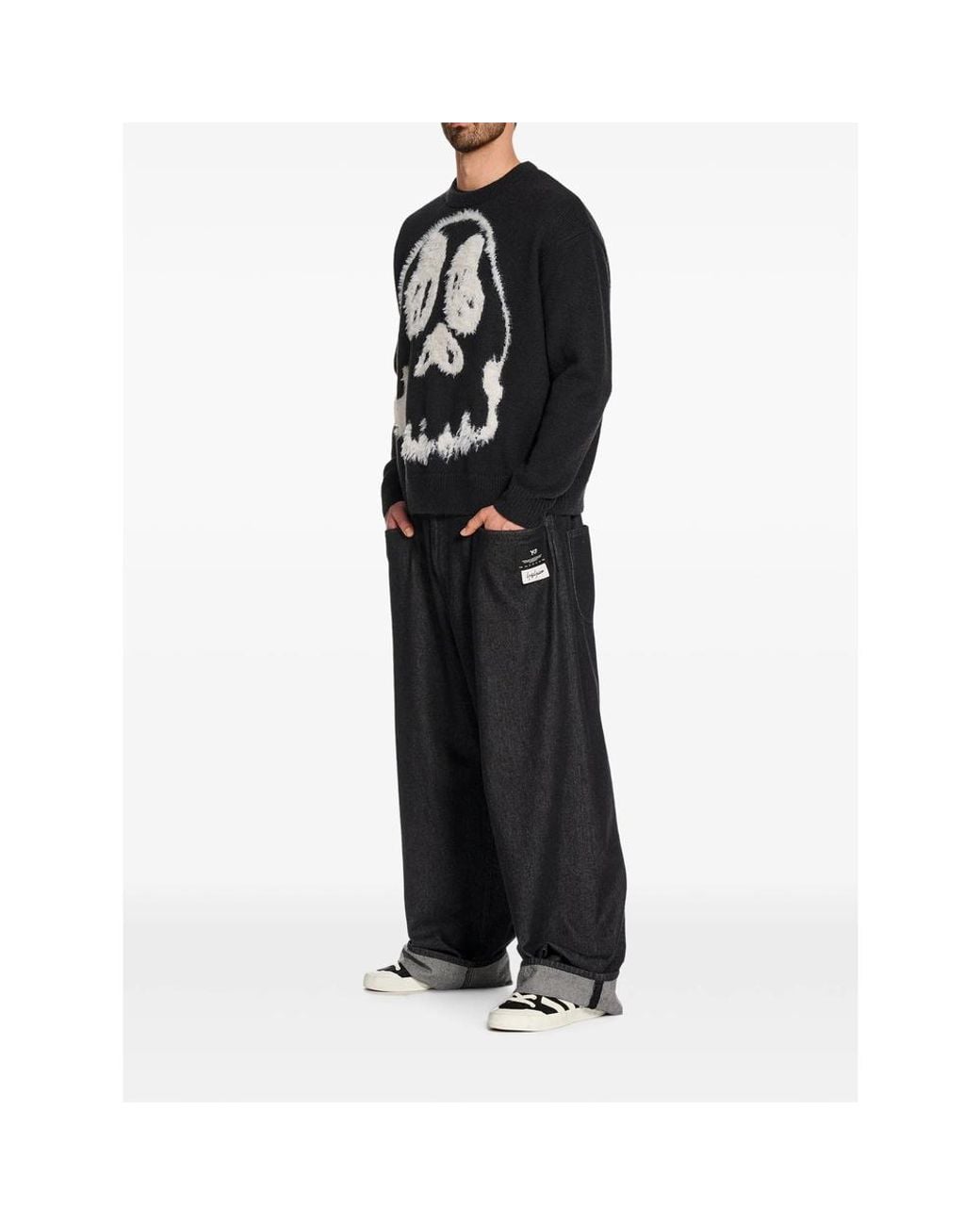 Adidas Black Knitted Sweater With Graphic Detail Viscose for men
