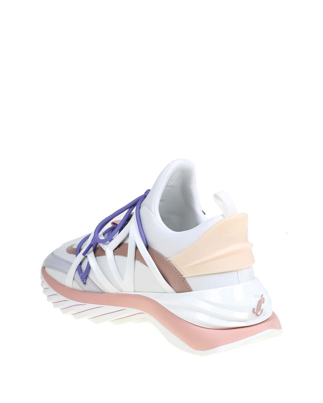 スニーカー JIMMY CHOO COSMOS F NEOPRENE LEATHER SNEAKERS White and Silver Leather and Neoprene Low-Top Trainers