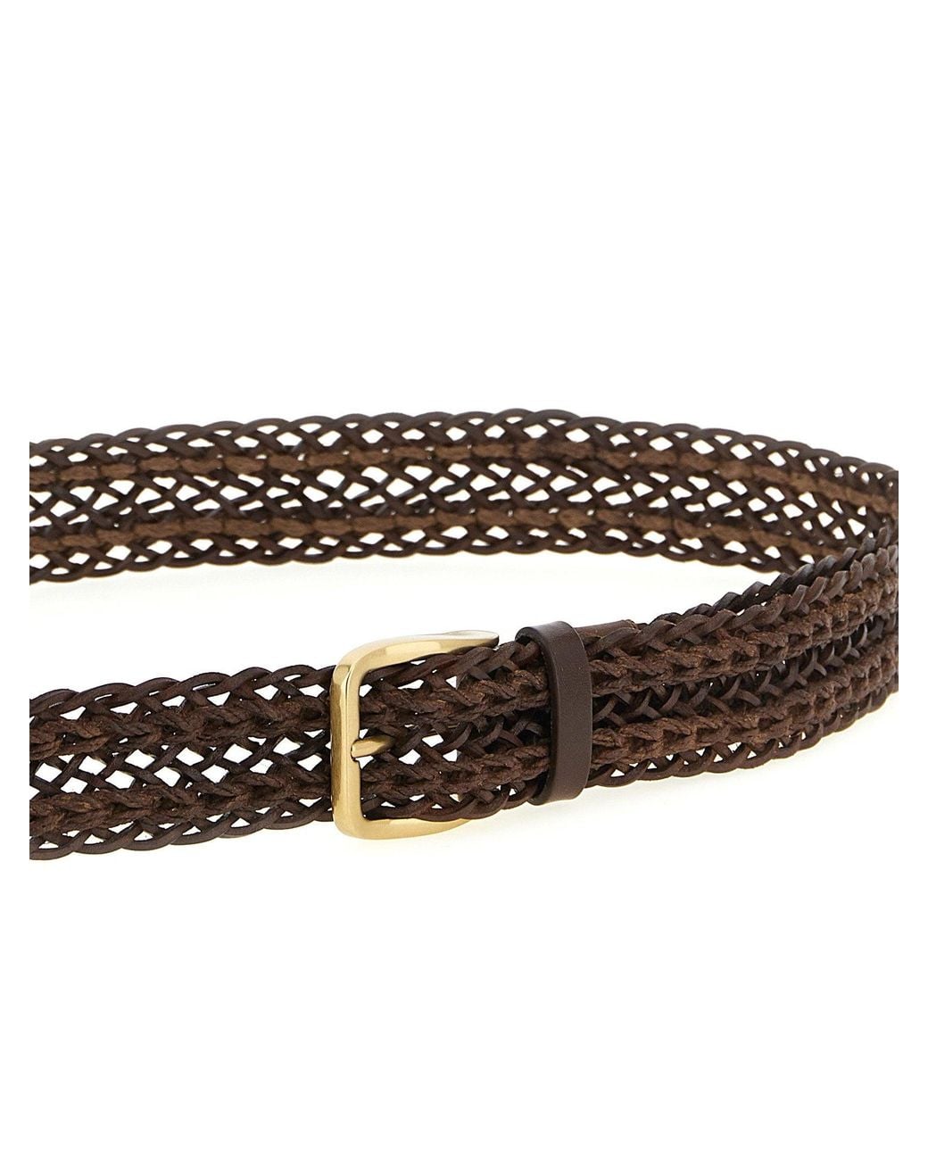 Brunello Cucinelli White Braided Calf Belt for men