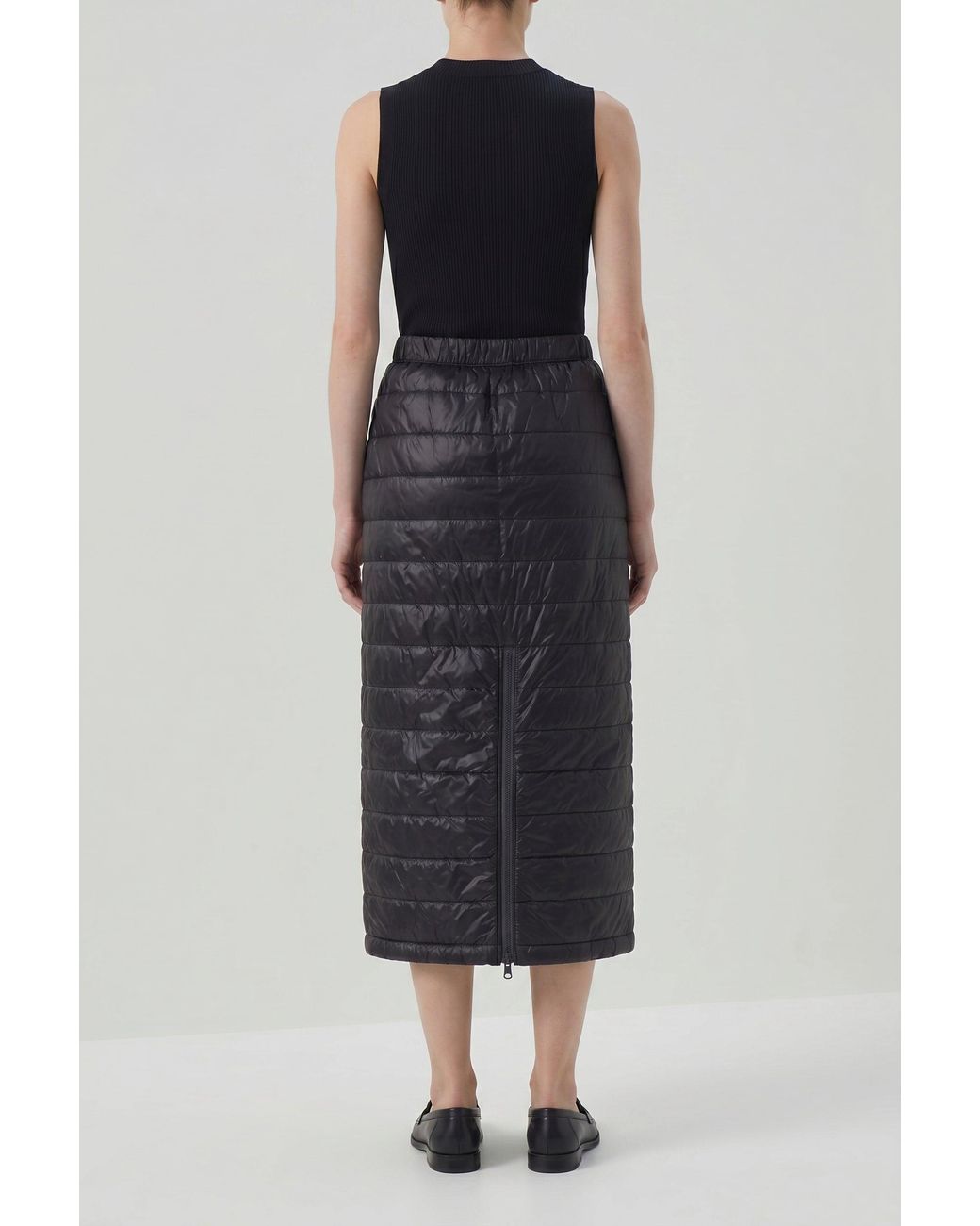 Brunello Cucinelli Black Quilted Midi Skirt