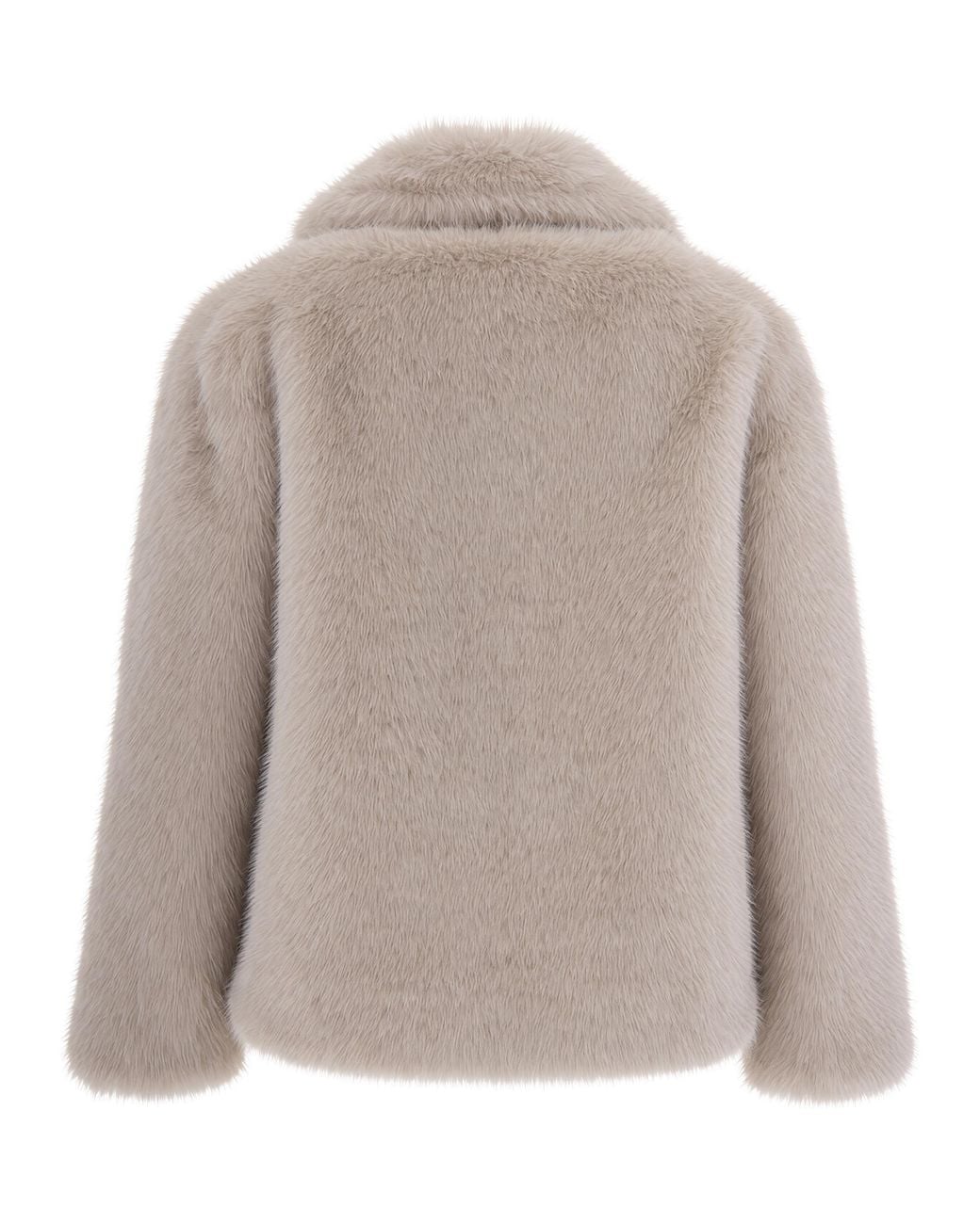 Weekend by Maxmara Gray Short Faux-Fur Jacket Polyester Knit