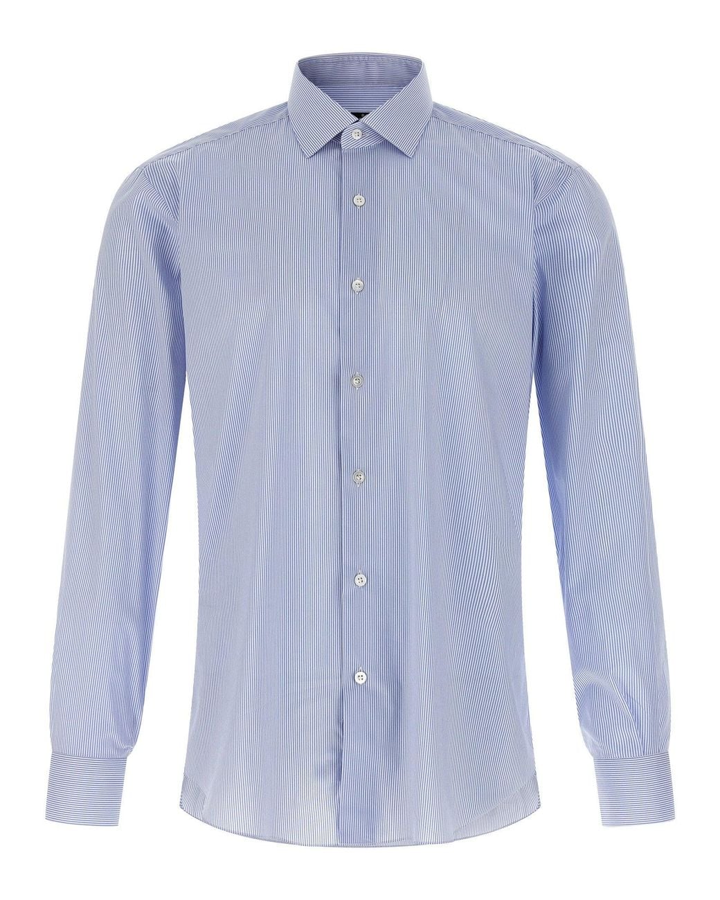 Barba Napoli Blue Striped Cotton Poplin Shirt