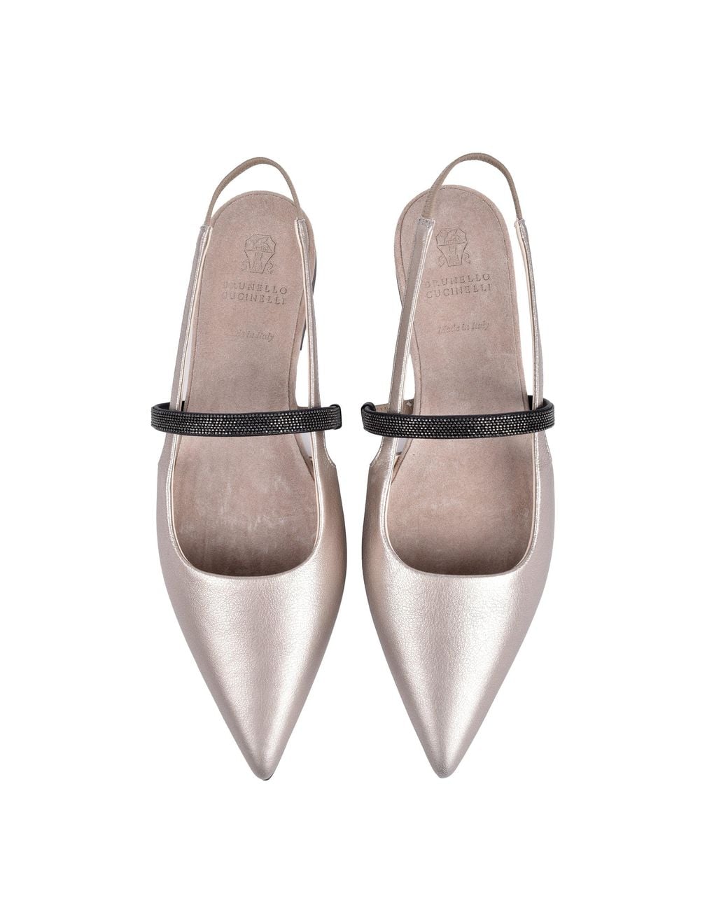 Brunello Cucinelli Metallic Leather Slingback Shoes