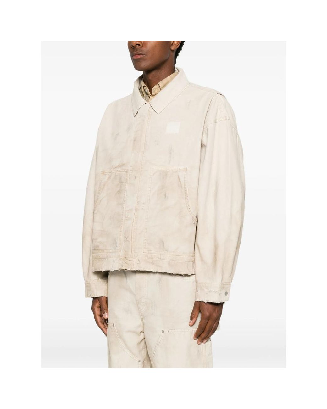 Cole Buxton Natural Distressed Panelled Jacket for men