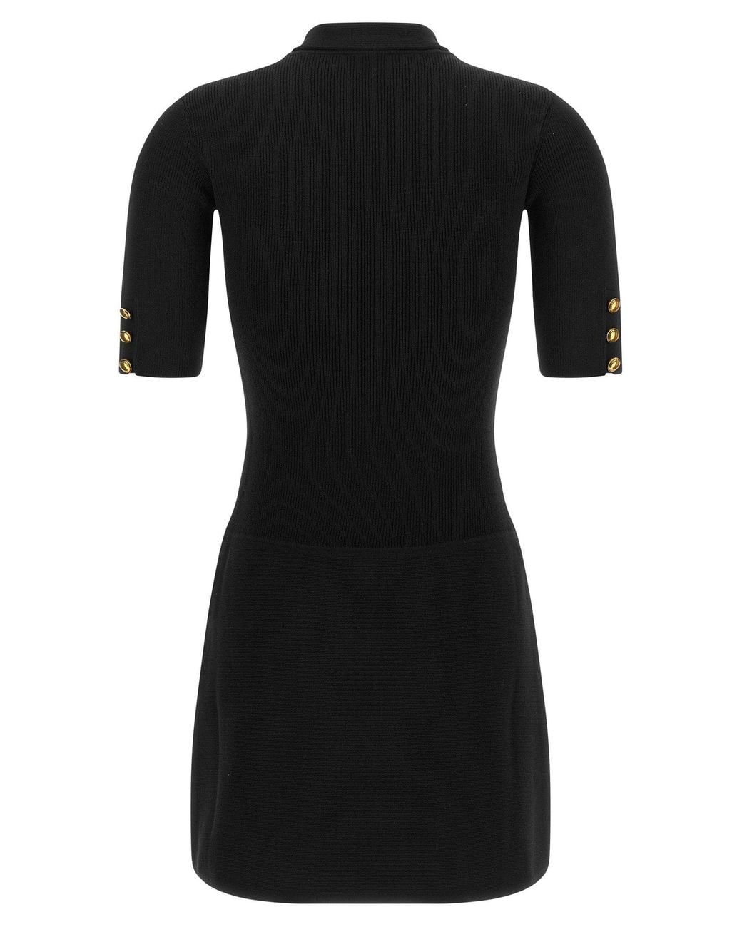 Elisabetta Franchi Black Ribbed Knit With Scarf Detail Dress