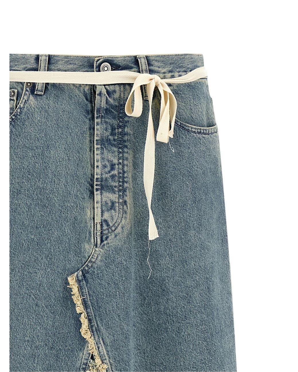 Maison Margiela Blue Cotton Mini Skirt