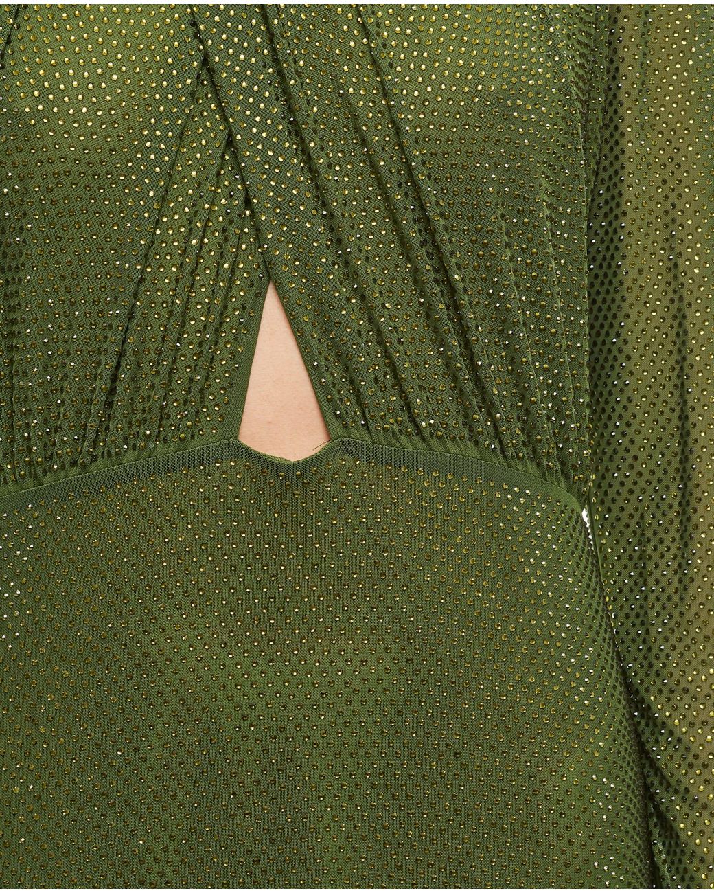 self portrait olive green dress Self-Portrait Olive Green Rhinestone Maxi Dress
