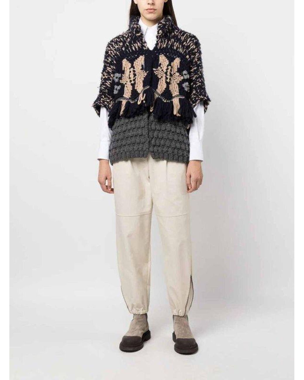 Brunello Cucinelli Black Bicolor Cashmere Sweater