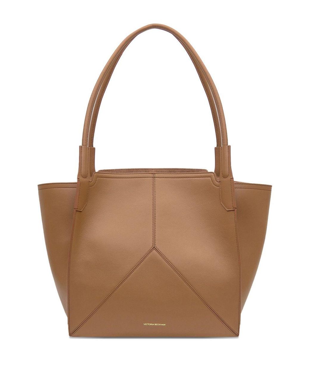 Victoria Beckham Brown Victoria Dark Tan Cmooth Calf Leather Unstructured Tote Bag With V-Stitching
