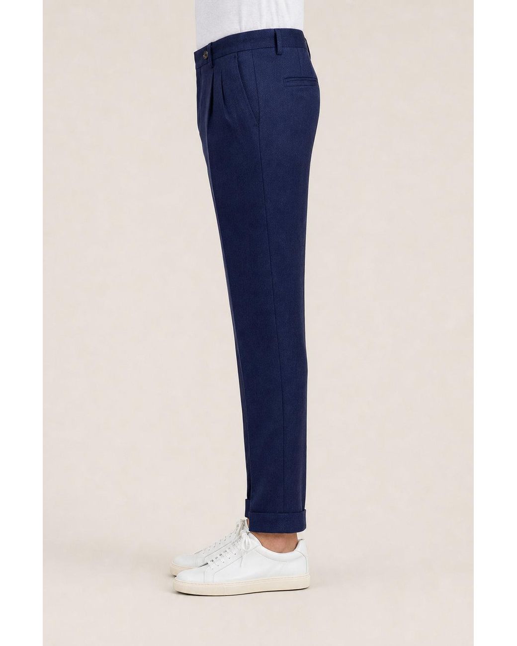 Brunello Cucinelli Blue Dark Linen Wool Trousers for men