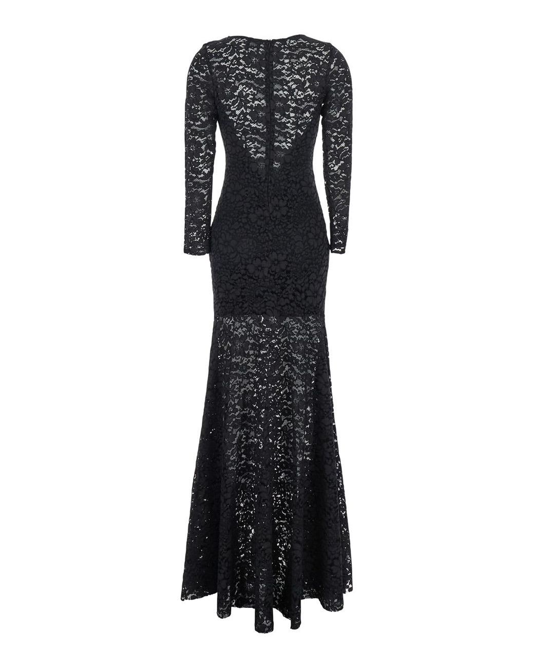 Le Plain Black Maxi Dress With Rear Concealed Zip Closure And All-Over Embroidery