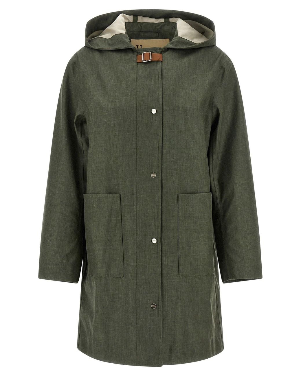 Herno Green Technical Linen Blend Raincoat