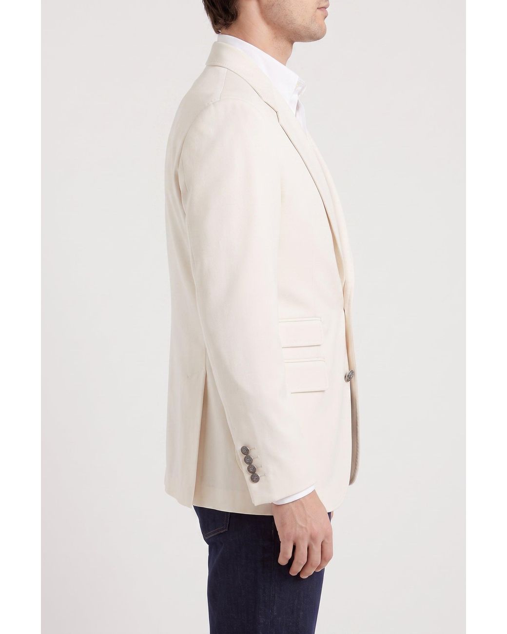 Brunello Cucinelli Natural Off Wool Cotton Blazer Clothing for men