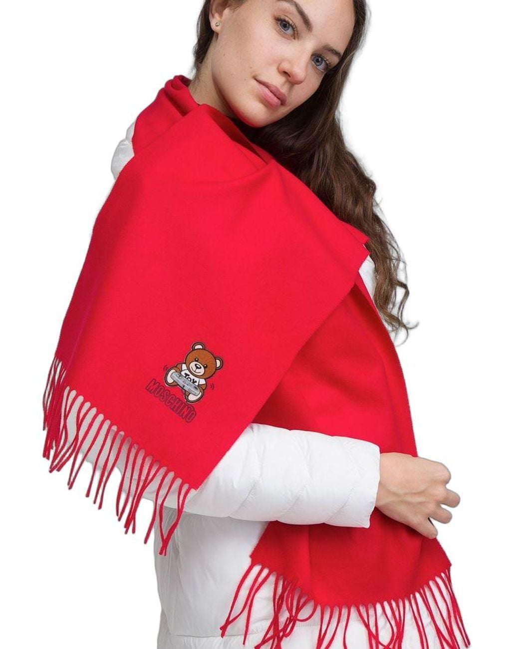 Moschino Red Scarf Lambswool Accessories