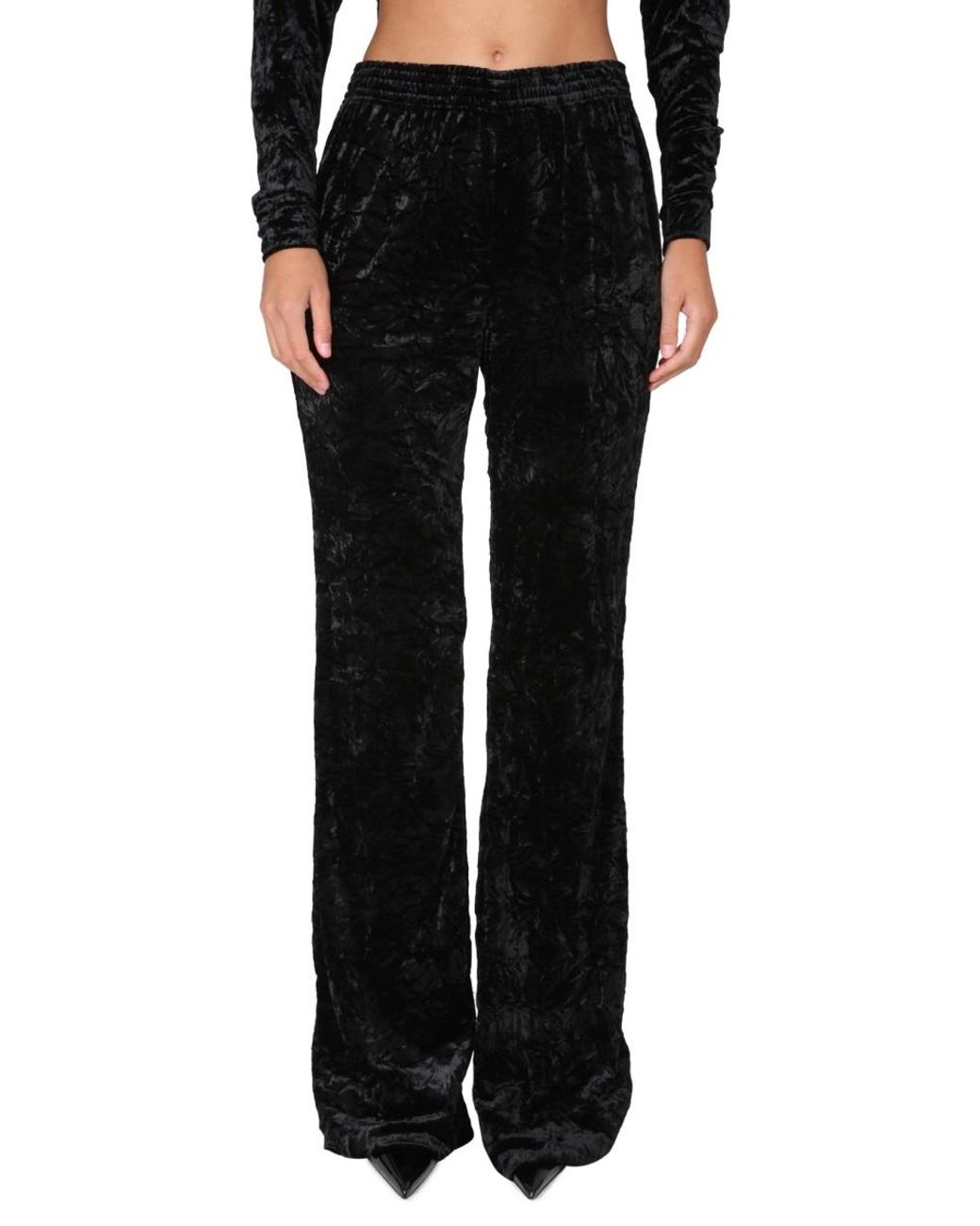 Saint Laurent Black Wide Leg Pants Polyester Trousers