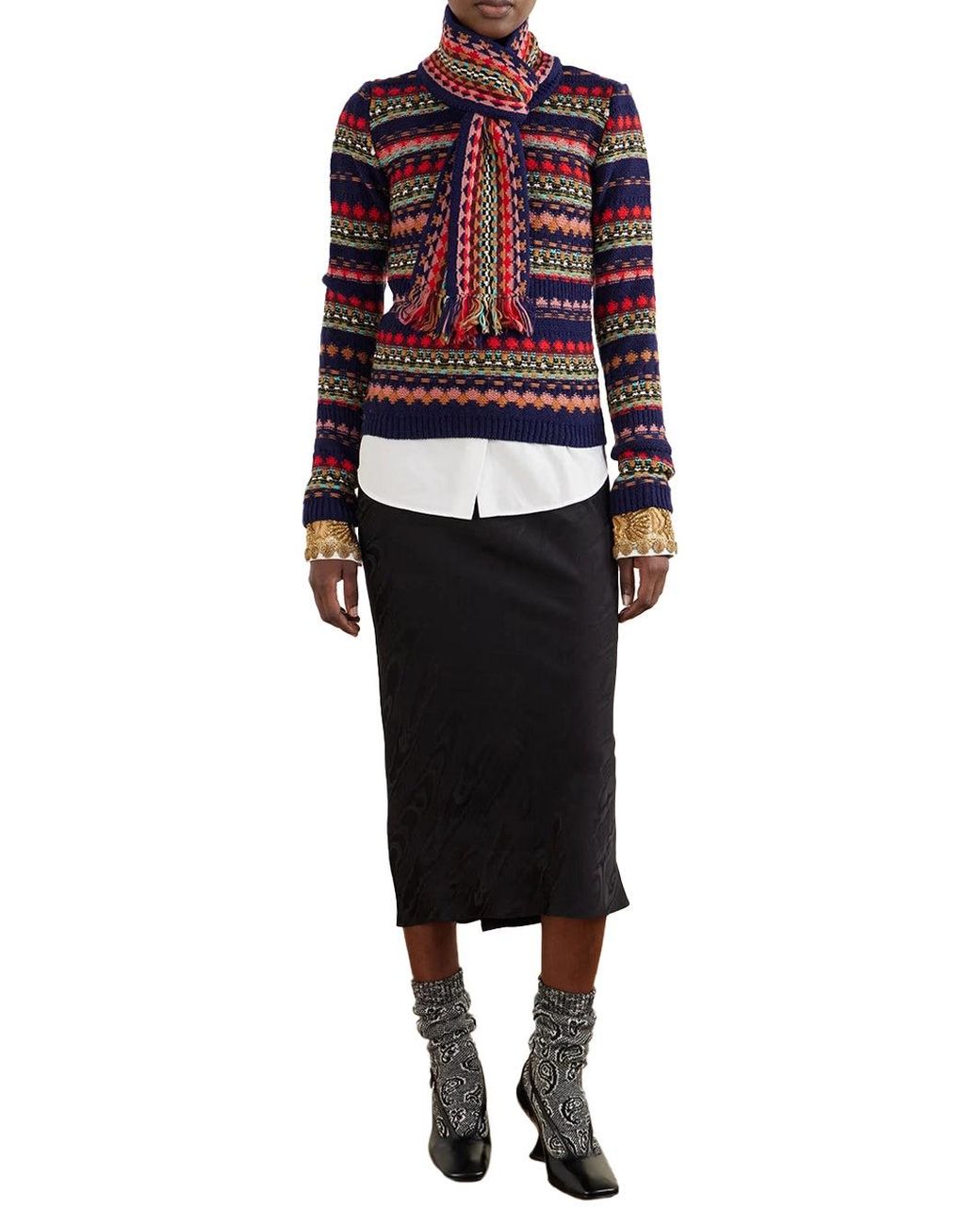 Dries Van Noten Blue Jacquard Sweater