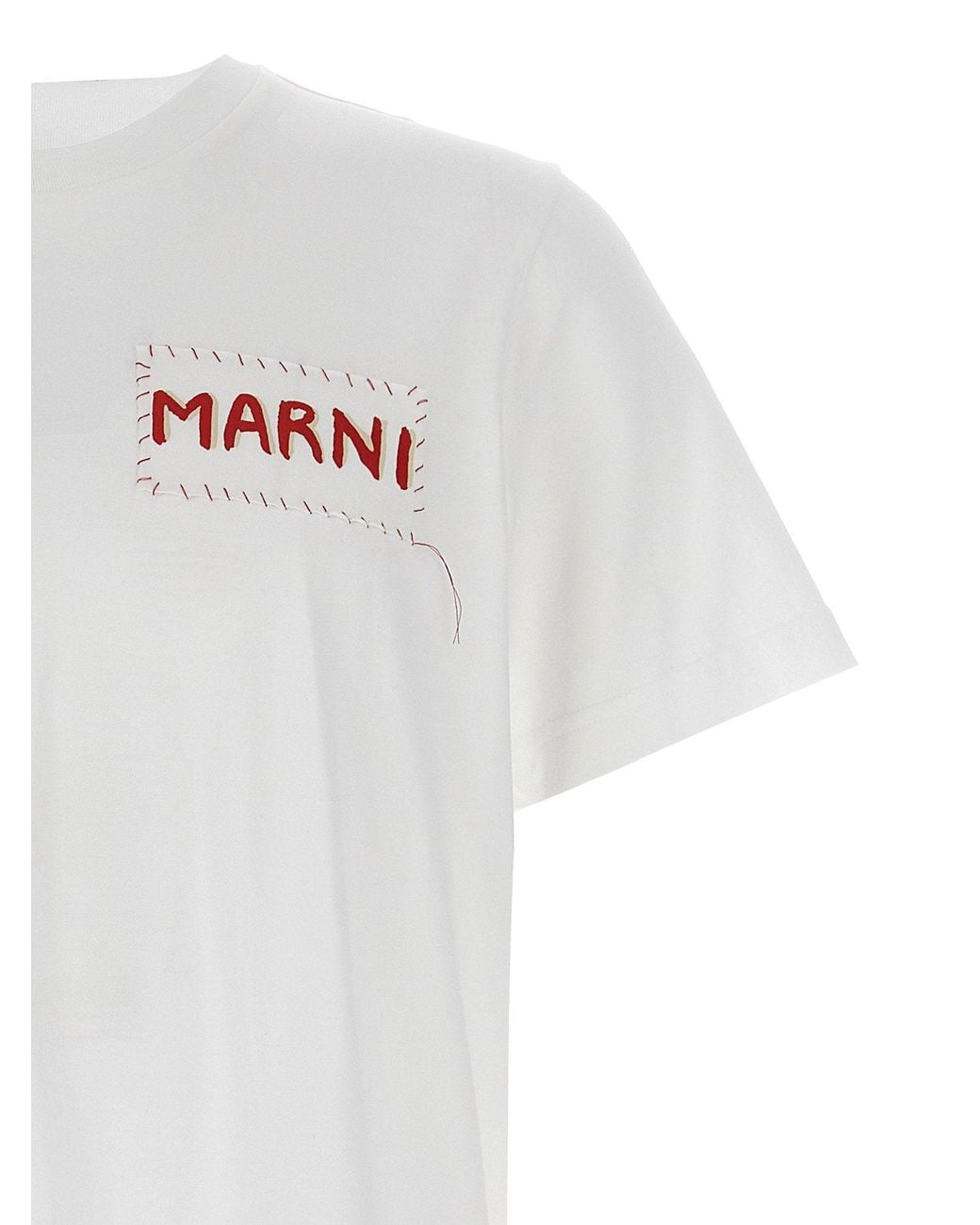 Marni White Logo Patch T-Shirt for men