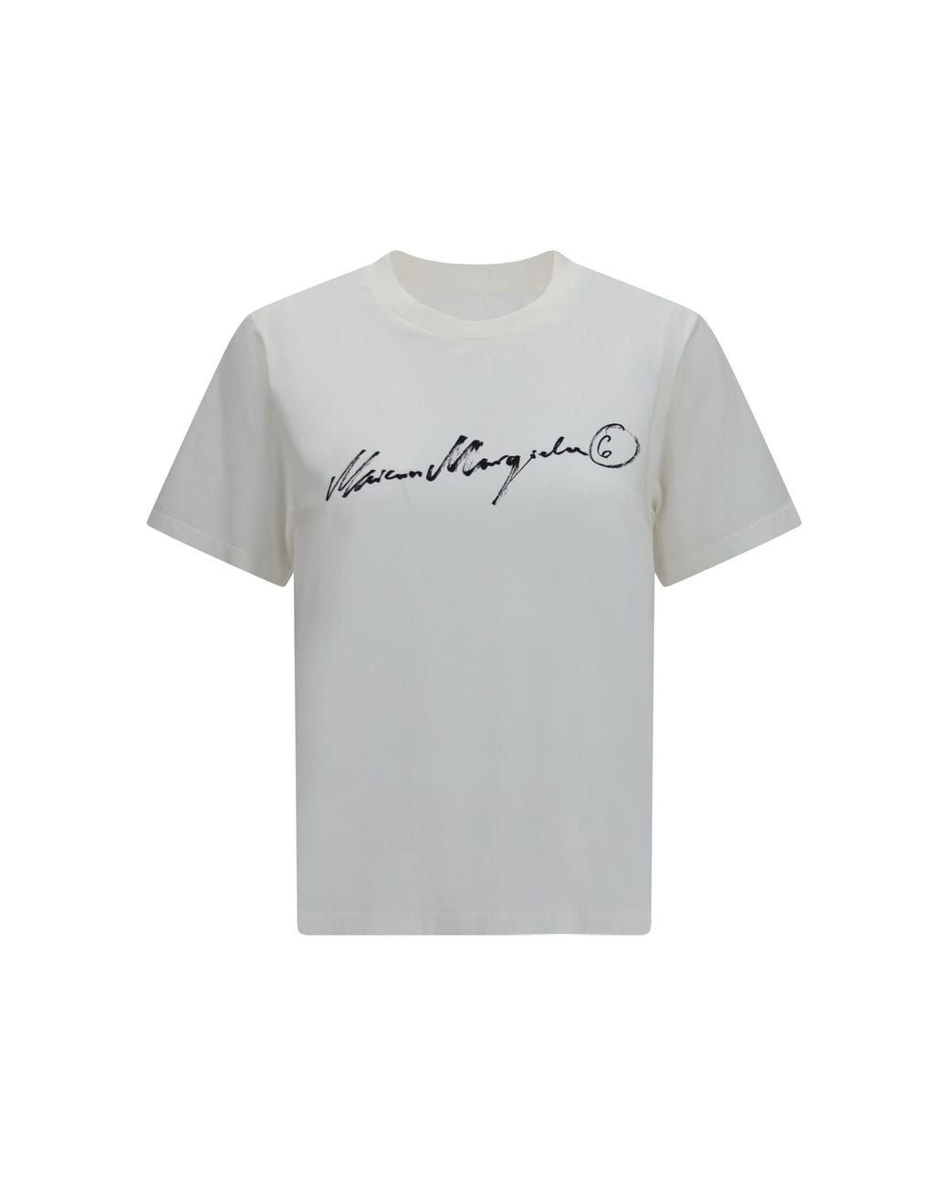 MM6 by Maison Margiela Gray Central-Print T-Shirt Cotton T-Shirts