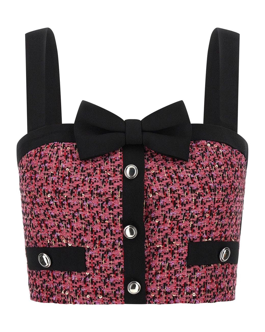 Alessandra Rich Sequin-Embroidered Tweed Bodysuit
