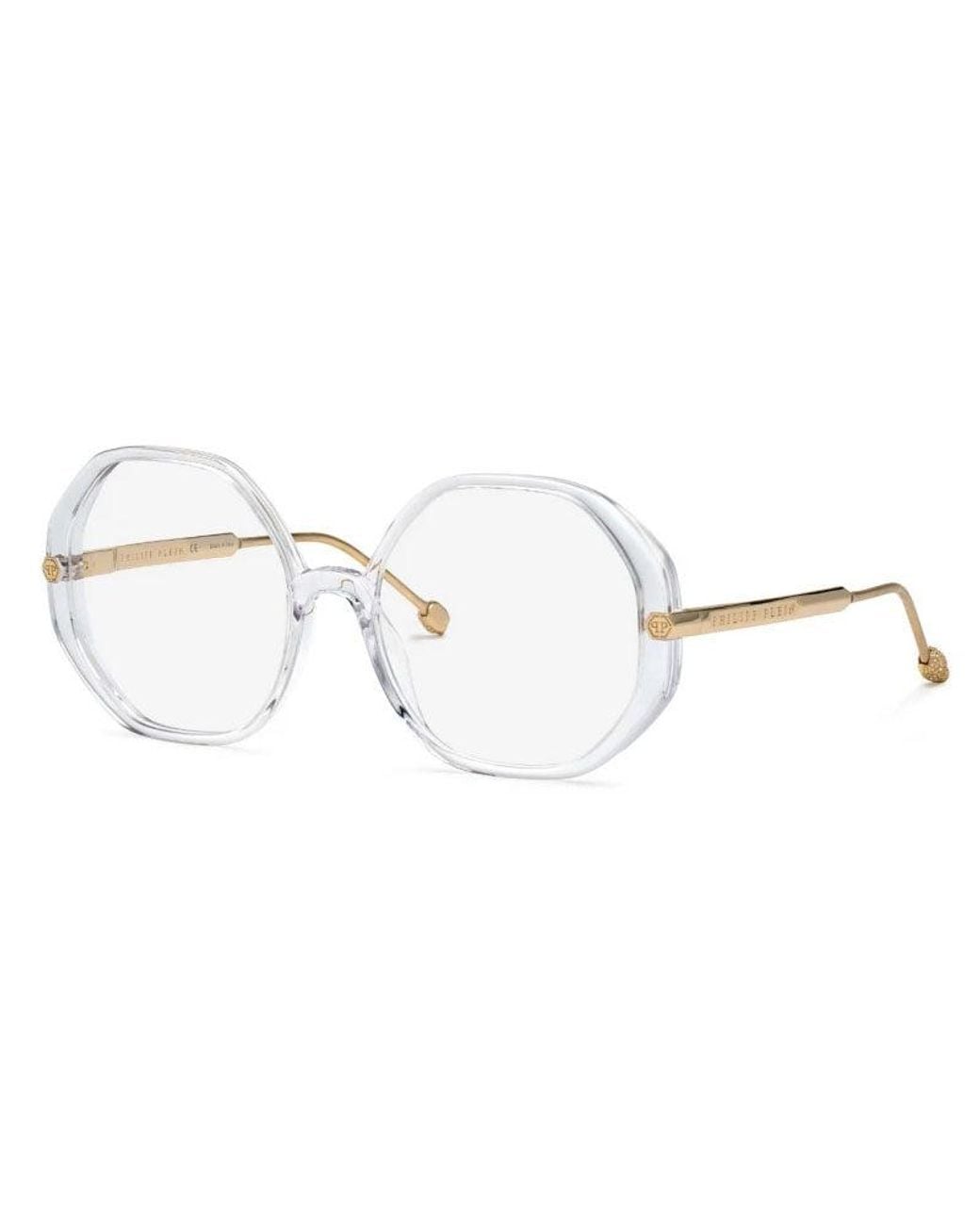 Philipp Plein Metallic Mini Eyeglasses With Clear Demo Lenses