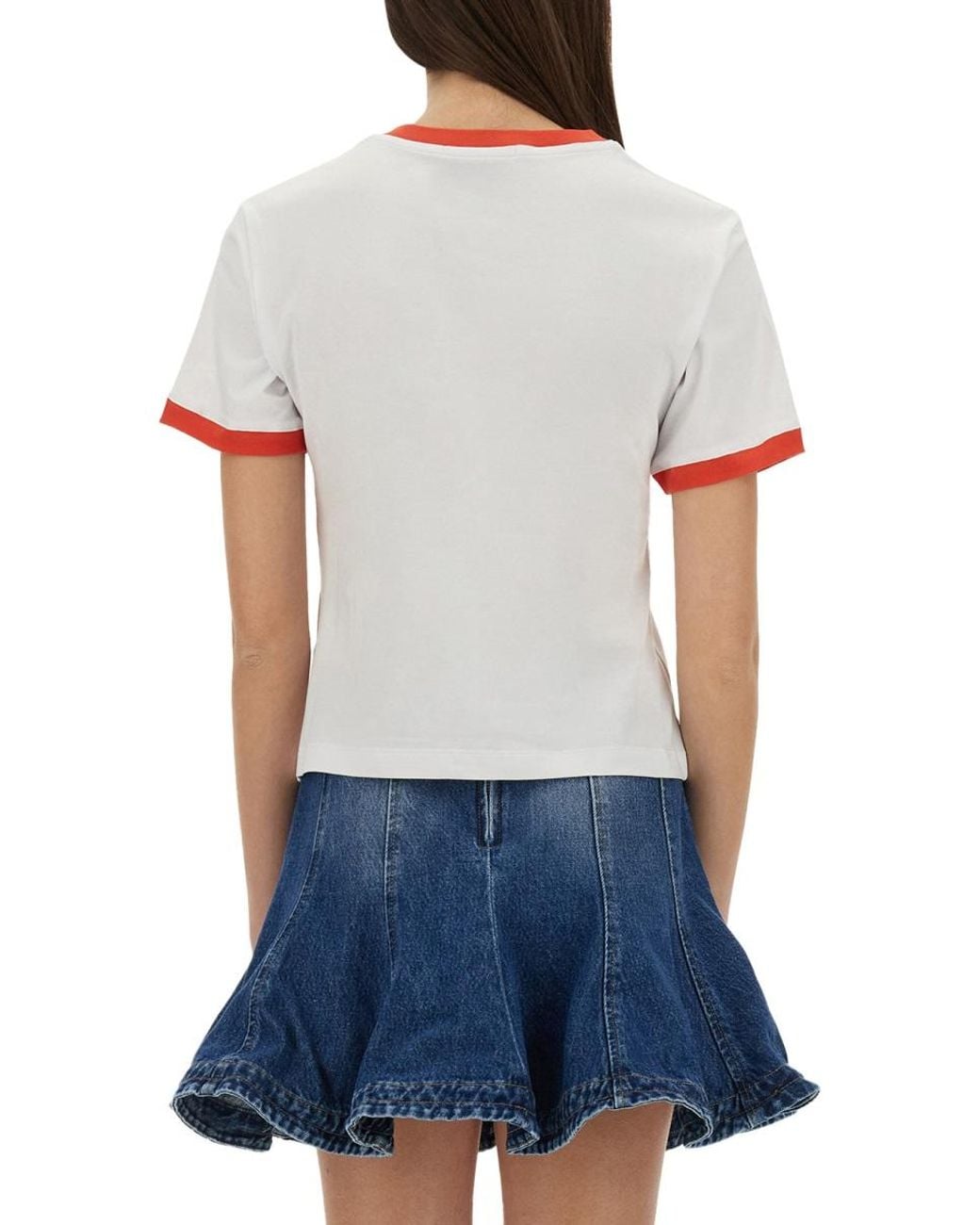 MSGM White T-Shirt With Logo Cotton Elastane T-Shirts