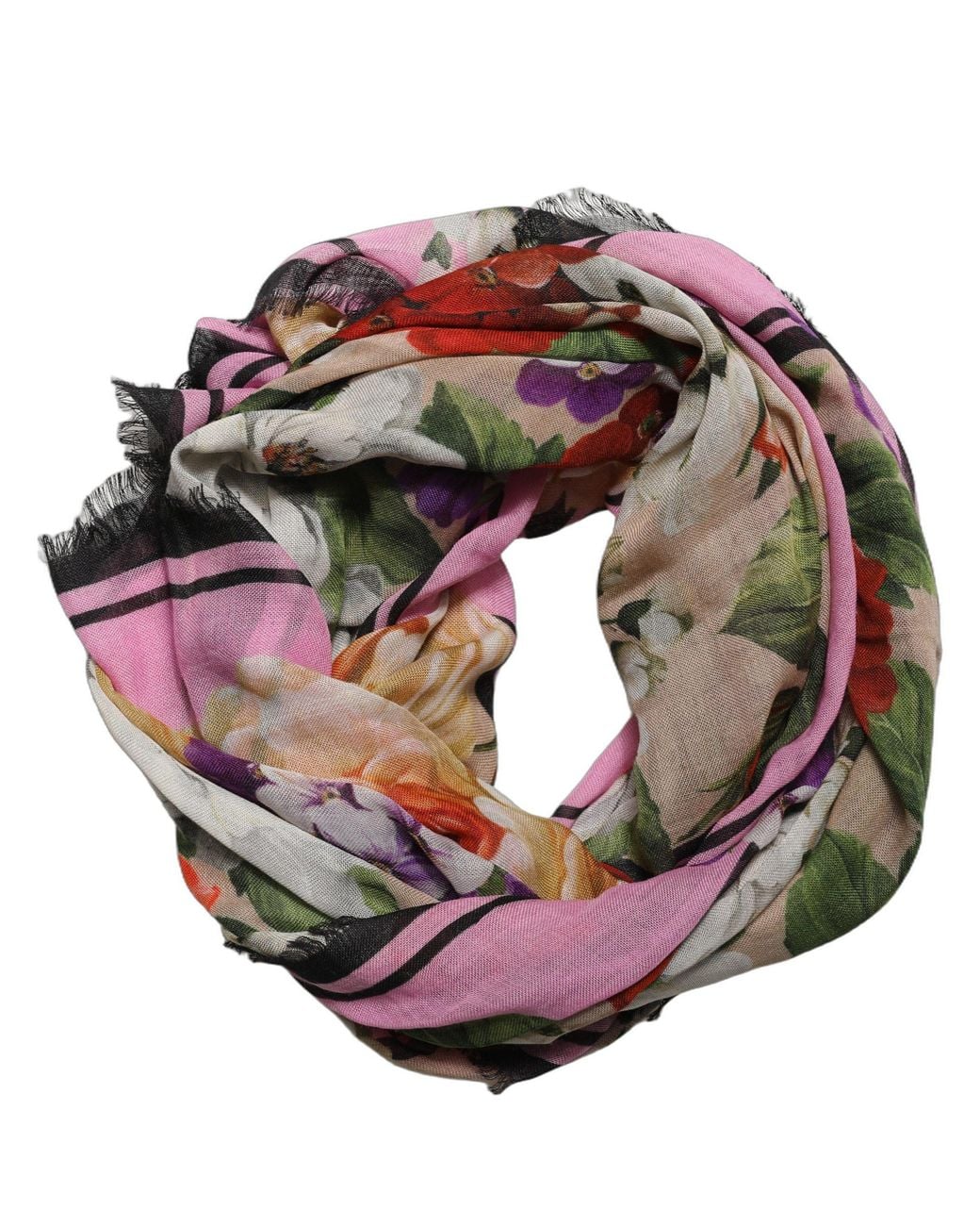 Dolce & Gabbana Multicolor Floral Cashmere Foulard Scarf Silk