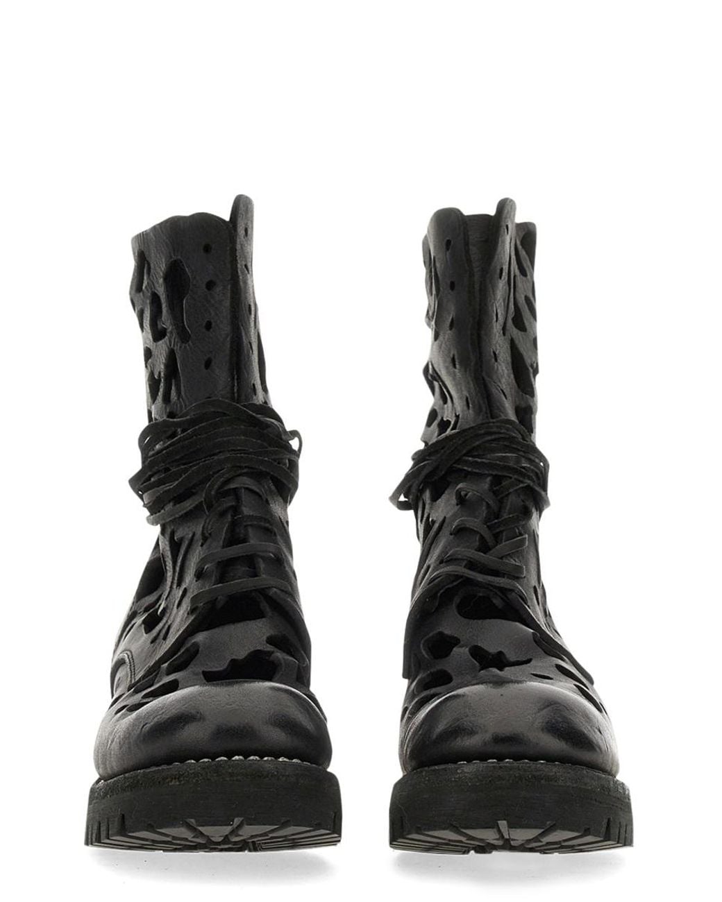 Guidi Black Ankle Boot With Cut Out Details Leather Upper