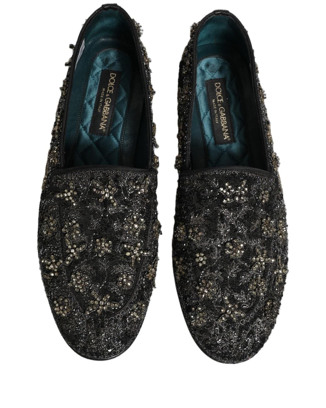 Dolce & Gabbana Black Dolce & Gabbana Rhinestone-Embellished Velvet Loafer for men