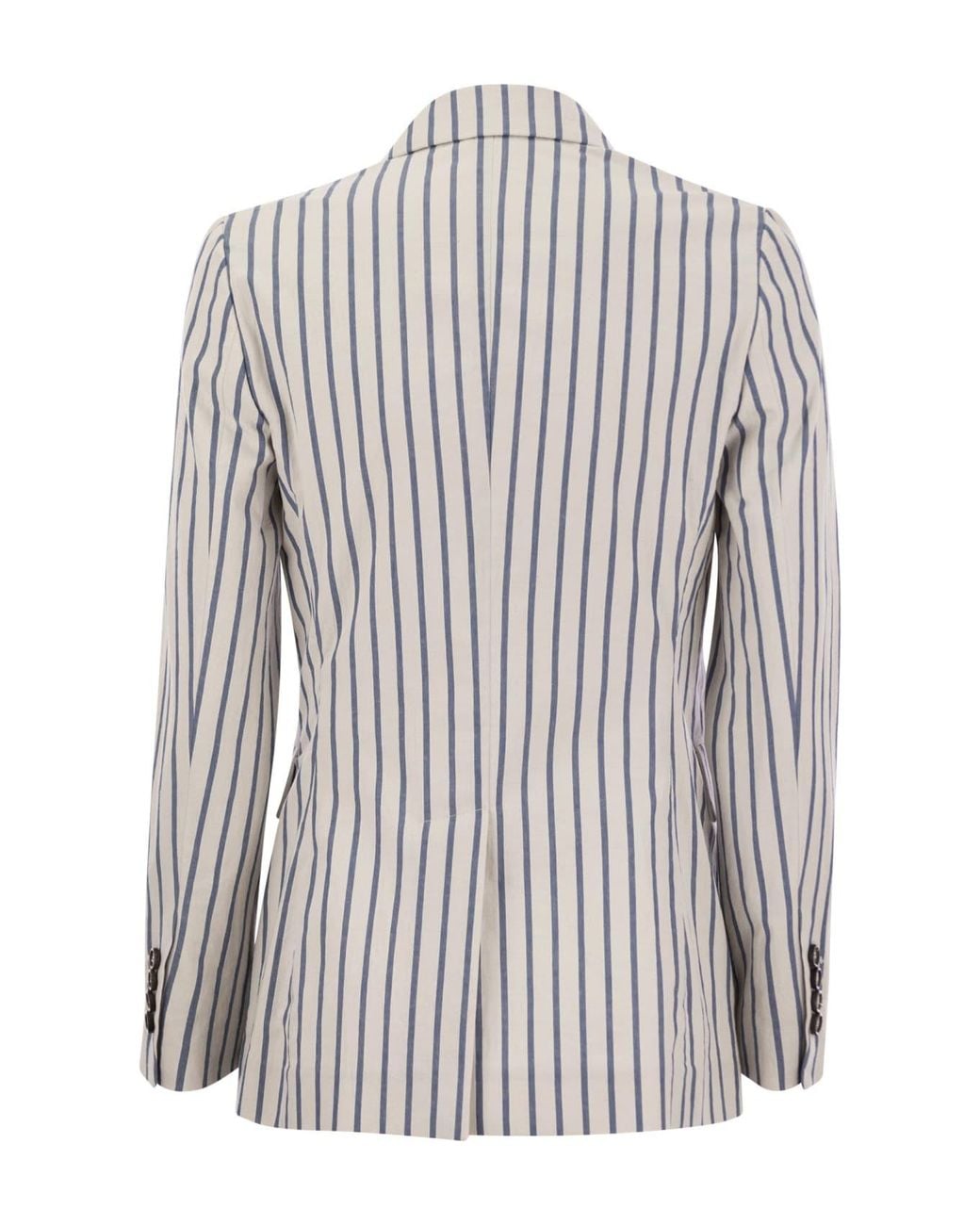 Brunello Cucinelli White Striped Double Breasted Jacket