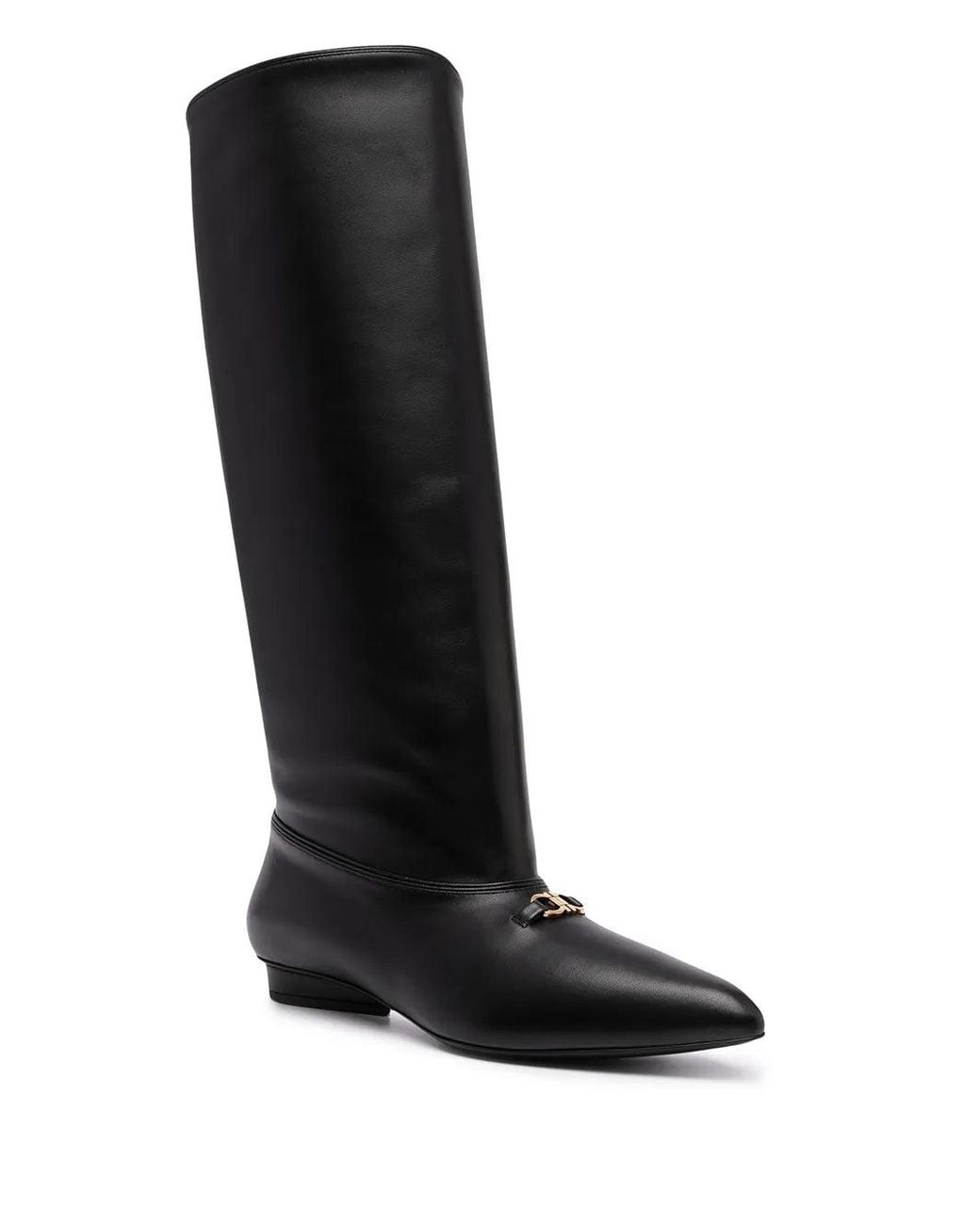 Ferragamo Black Gancini Knee-High Boots