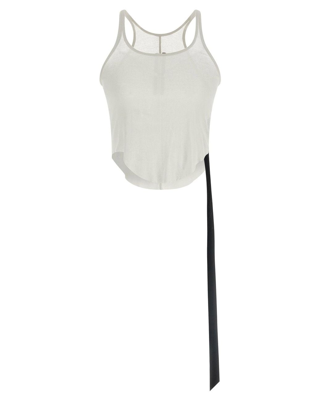 Rick Owens White Semi-Transparent Cotton Tank Top