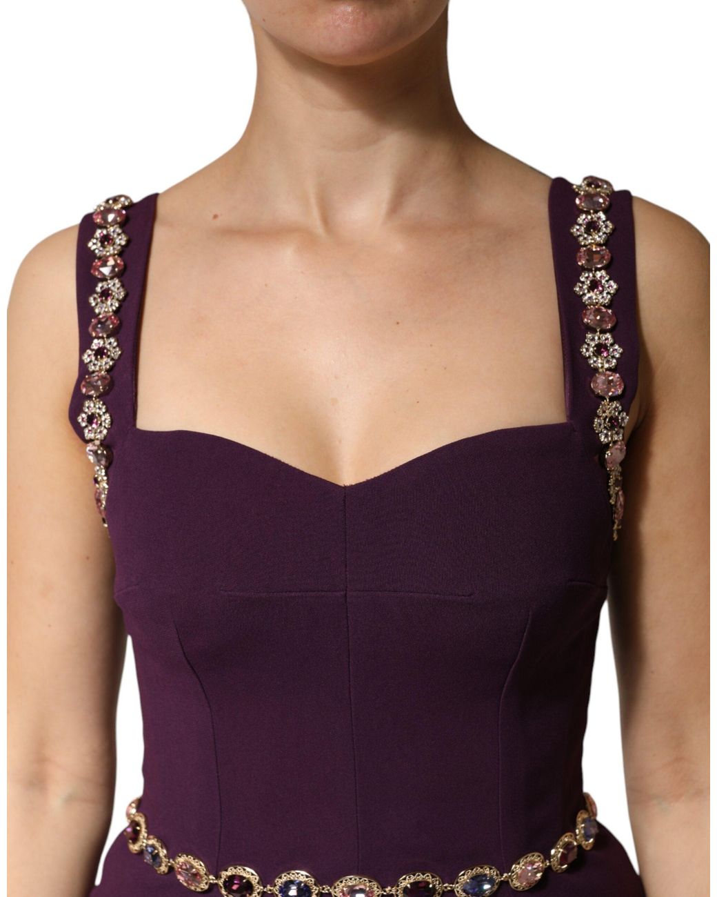 Dolce & Gabbana Purple Embellished Sheath Mermaid Gown Dress 46+03+Vi