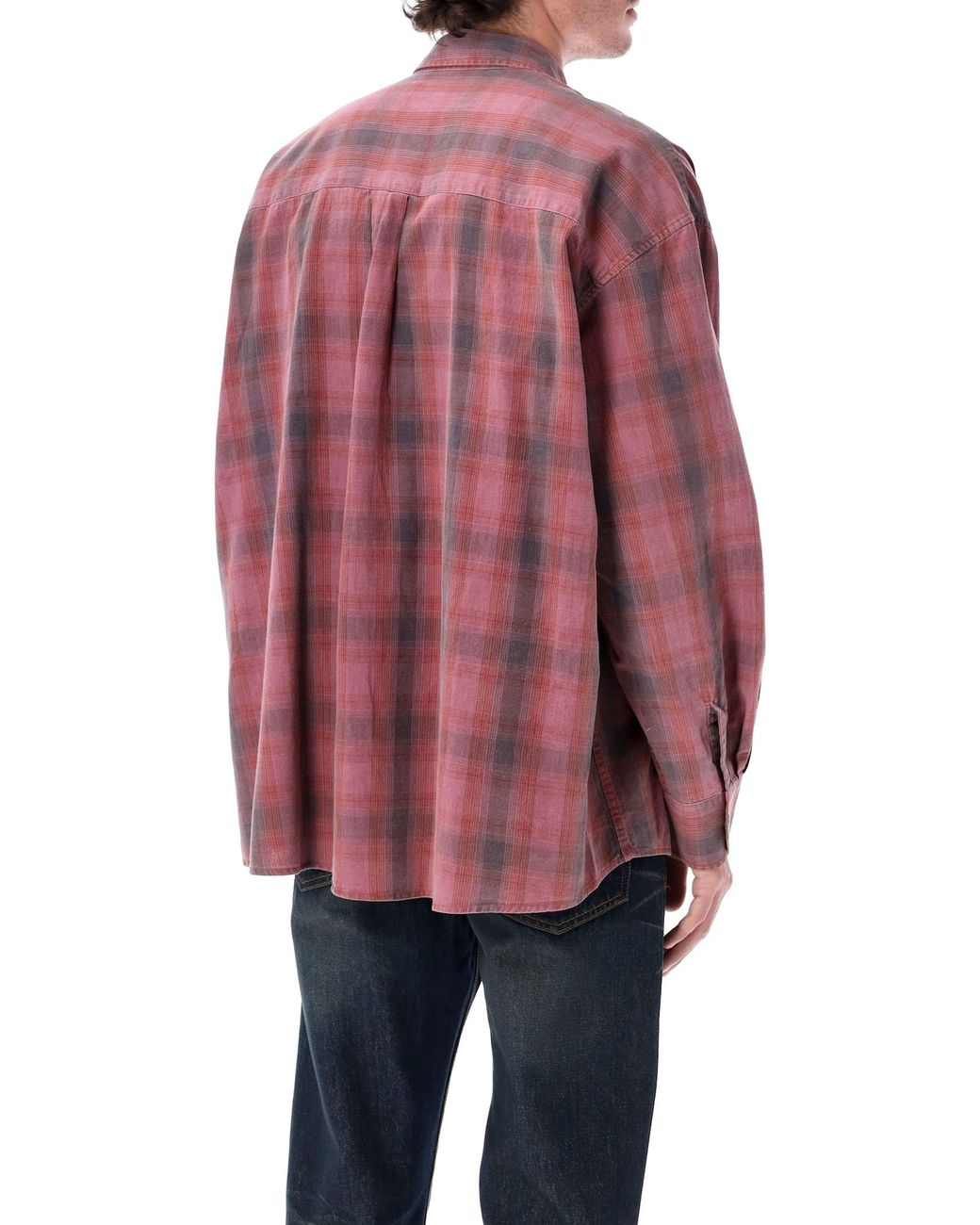 Our Legacy Oversized Idaho Check Flannel Borrowed Shirt in Red for