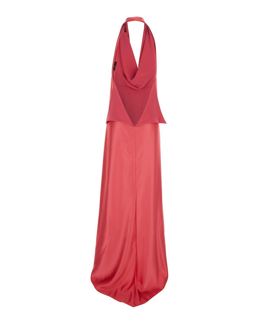 Le Plain Red Long Dress With Halterneck And Open Back