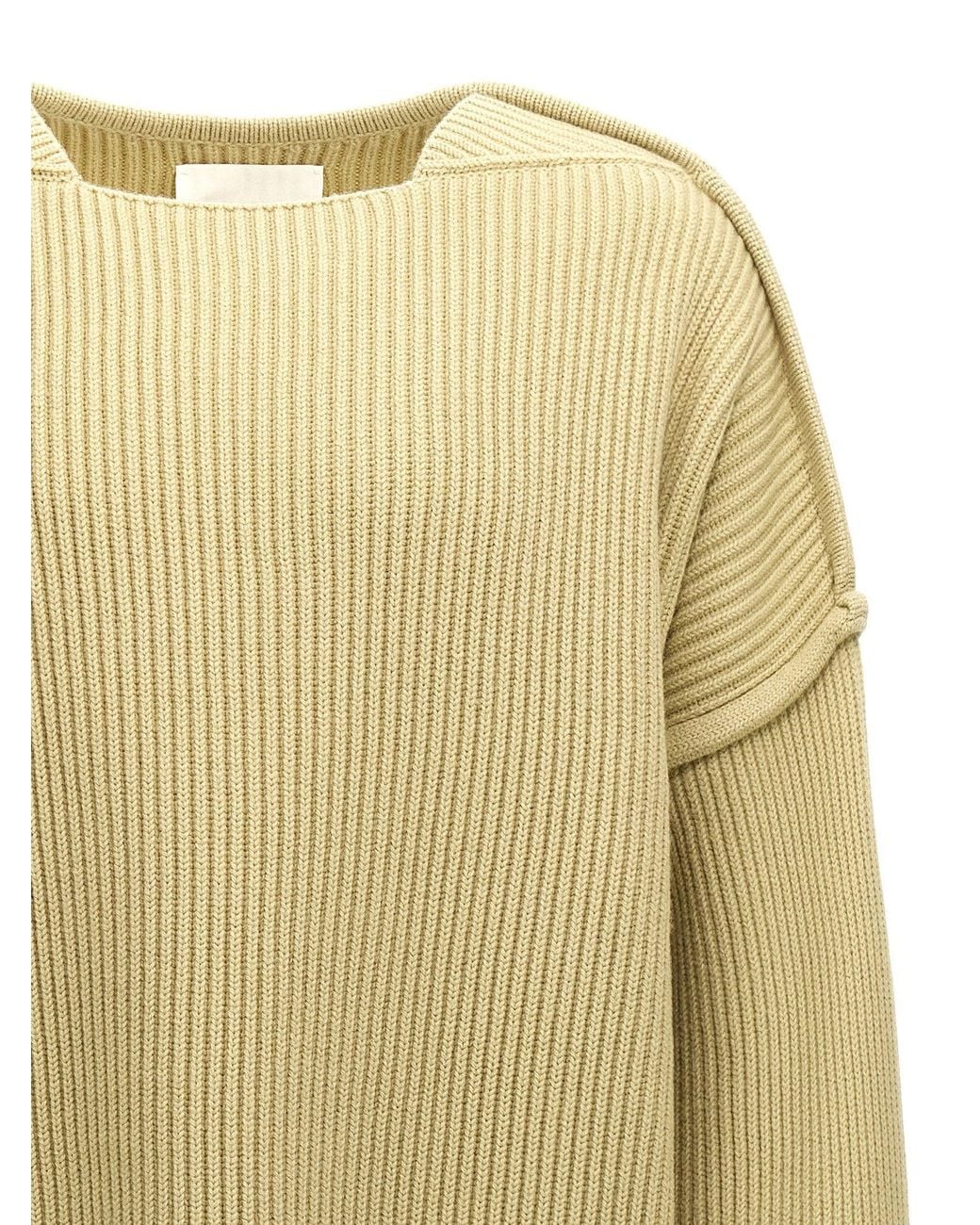 Jil Sander Natural Ribbed Wool Sweater