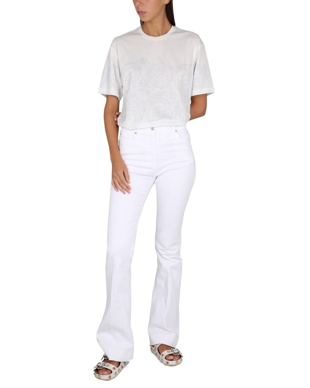 Etro White Five Pocket Jeans Viscose