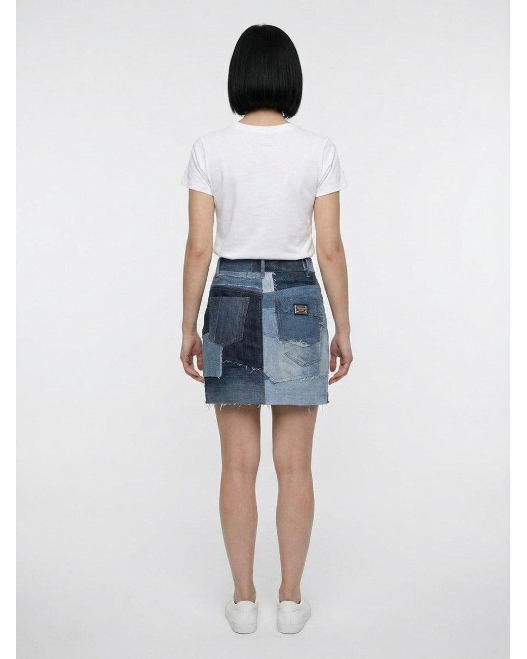 Dolce & Gabbana Blue Dolce & Gabbana Patchwork Denim Skirt