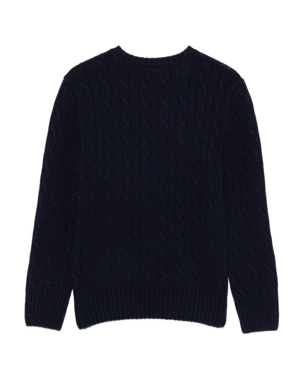 Polo Ralph Lauren Blue Wool And Cashmere Sweater With Pony Embroidery for men