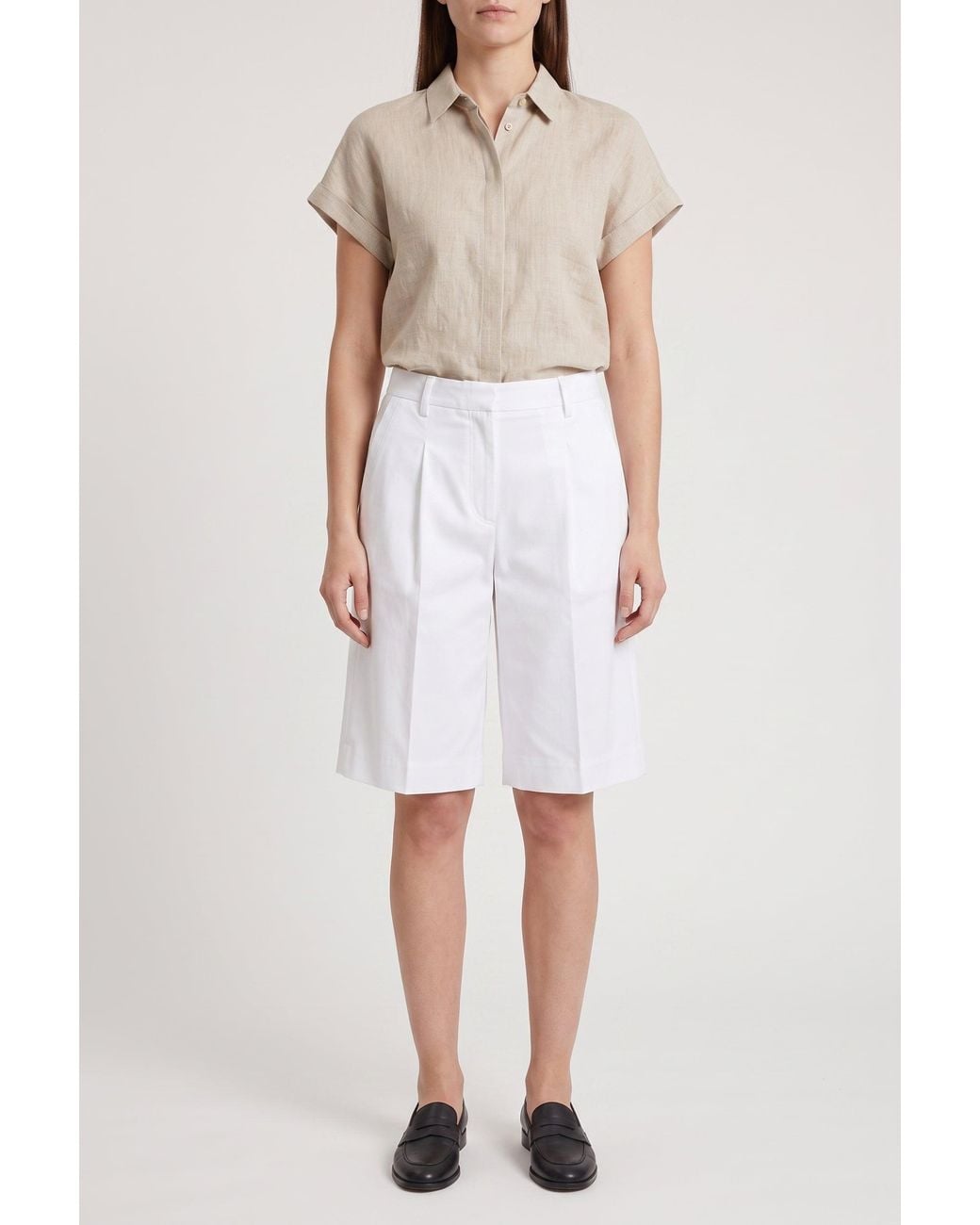 Brunello Cucinelli White Tailored Bermuda Trousers