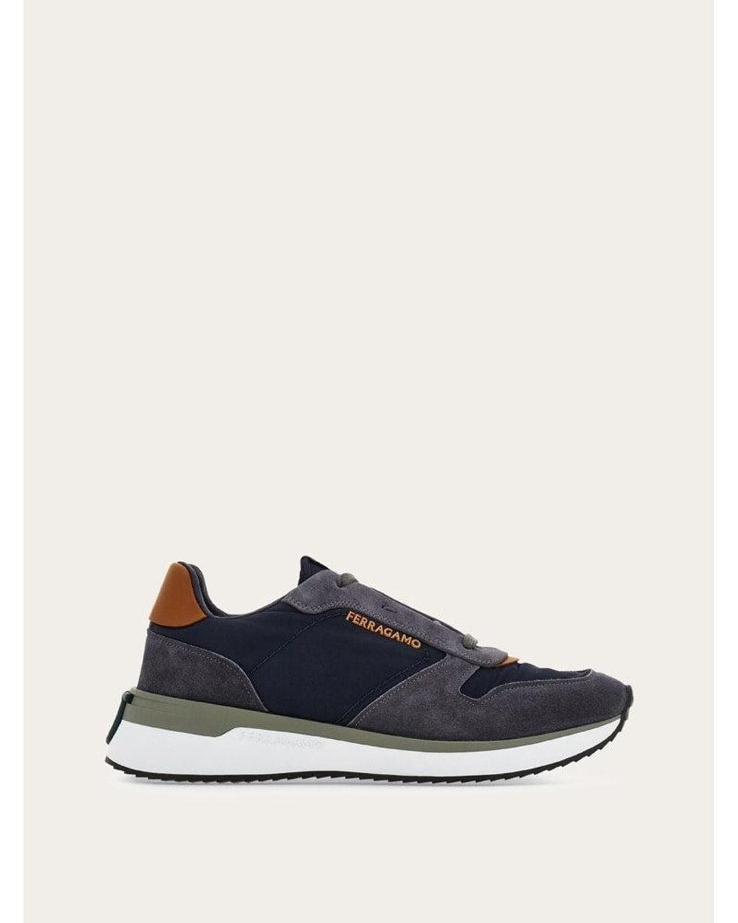 Ferragamo Blue Mixed Material Sneakers for men