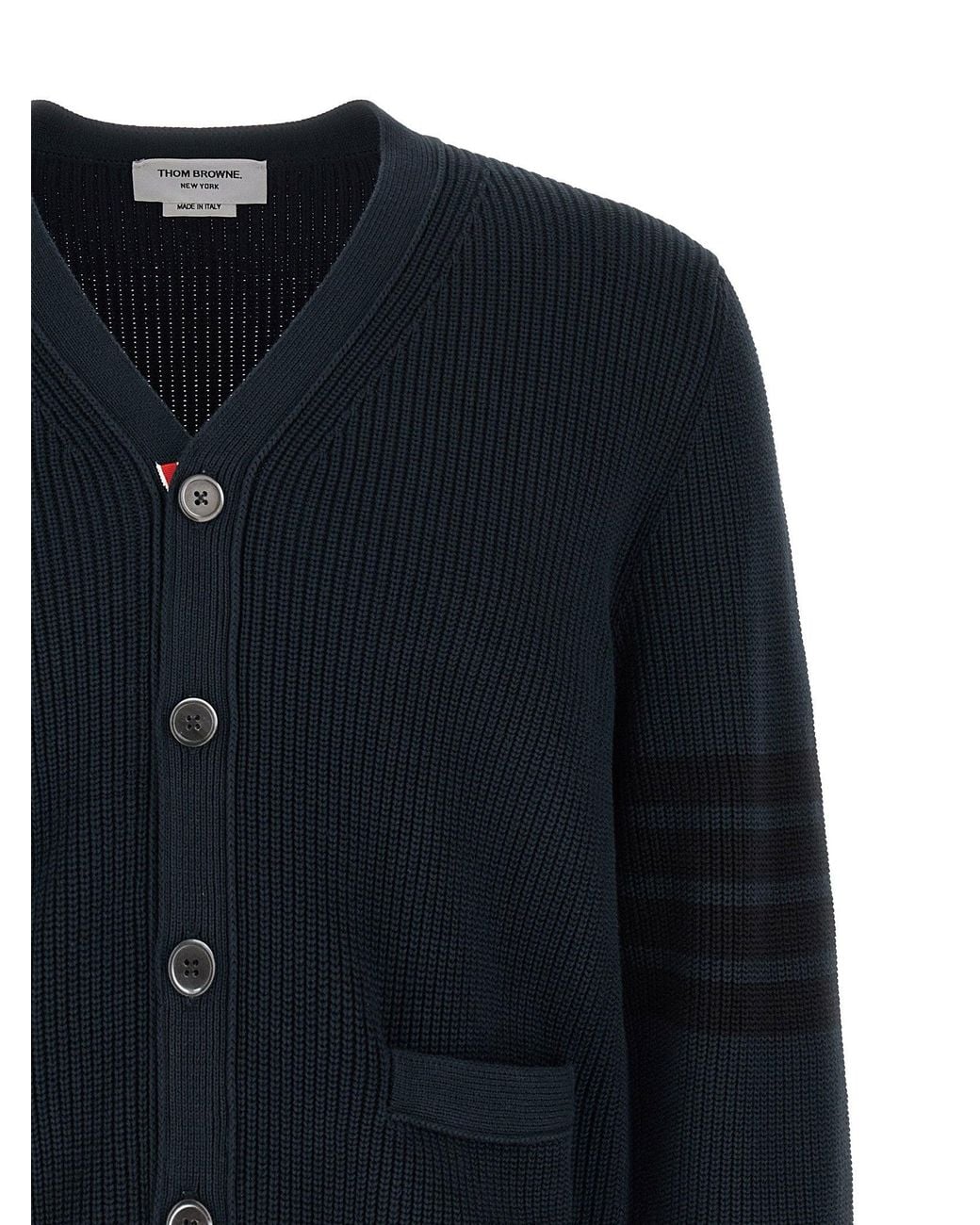 Thom Browne Blue Garment-Dyed Knit Cardigan