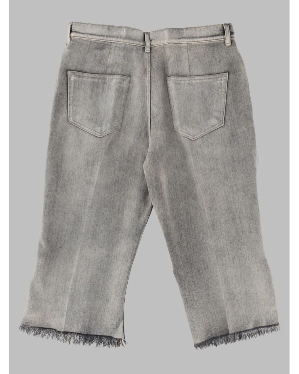 Rick Owens Gray Jeans Bolan Cutoffs Cotton for men
