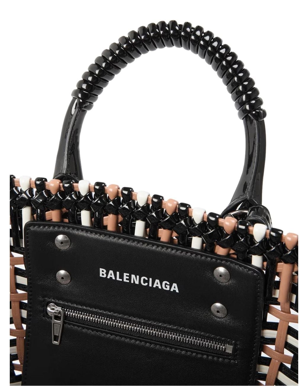 Balenciaga White Bistro Basket Braided Tote Bag