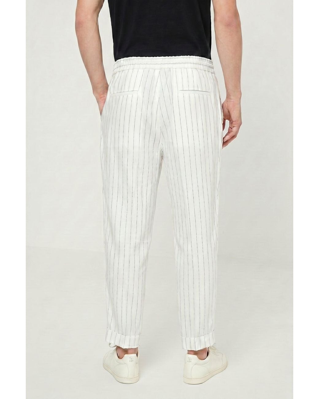 Brunello Cucinelli Black Linen Relaxed Trousers for men