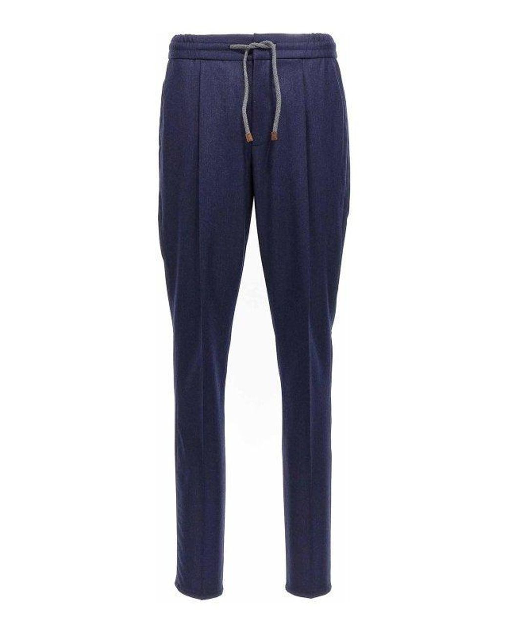 Brunello Cucinelli Blue Wool Casual Pants for men