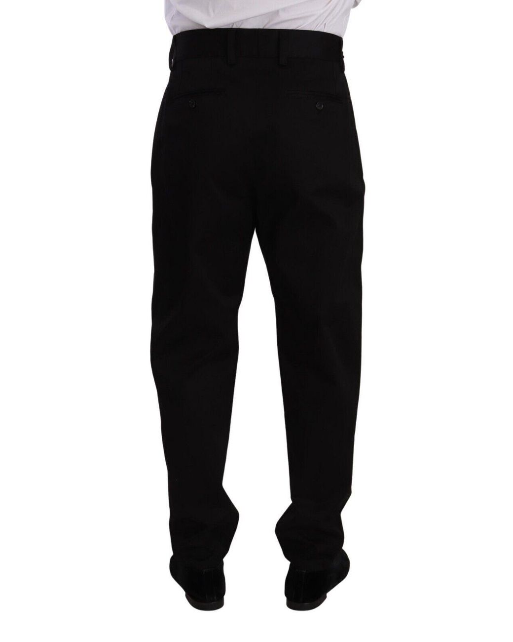 Dolce & Gabbana Black Elegant Slim-Fit Cotton Trousers for men